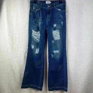 litz by uniq destroyed wide leg Boyfriend jeans